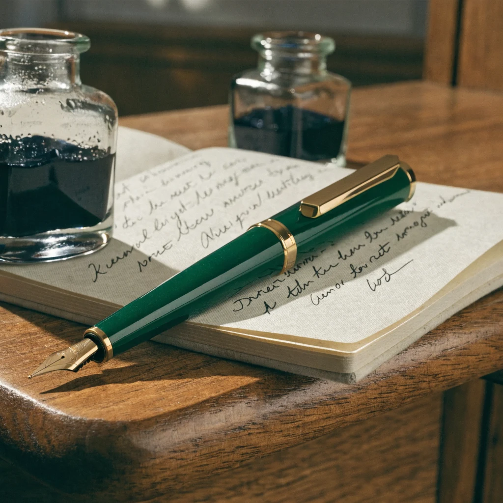 Liste de courses manuscrite au stylo plume