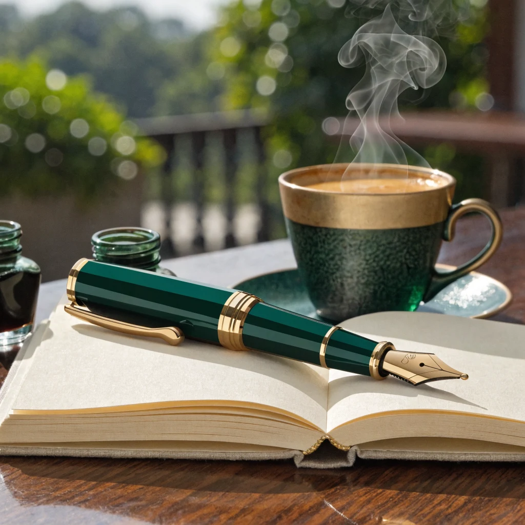 Écriture en terrasse sur carnet kraft