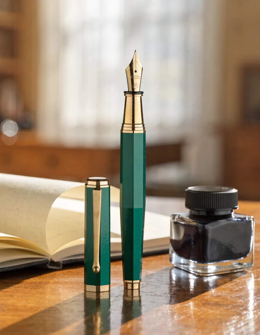 Stylo plume Kaweco de style allemand sur carnet ouvert