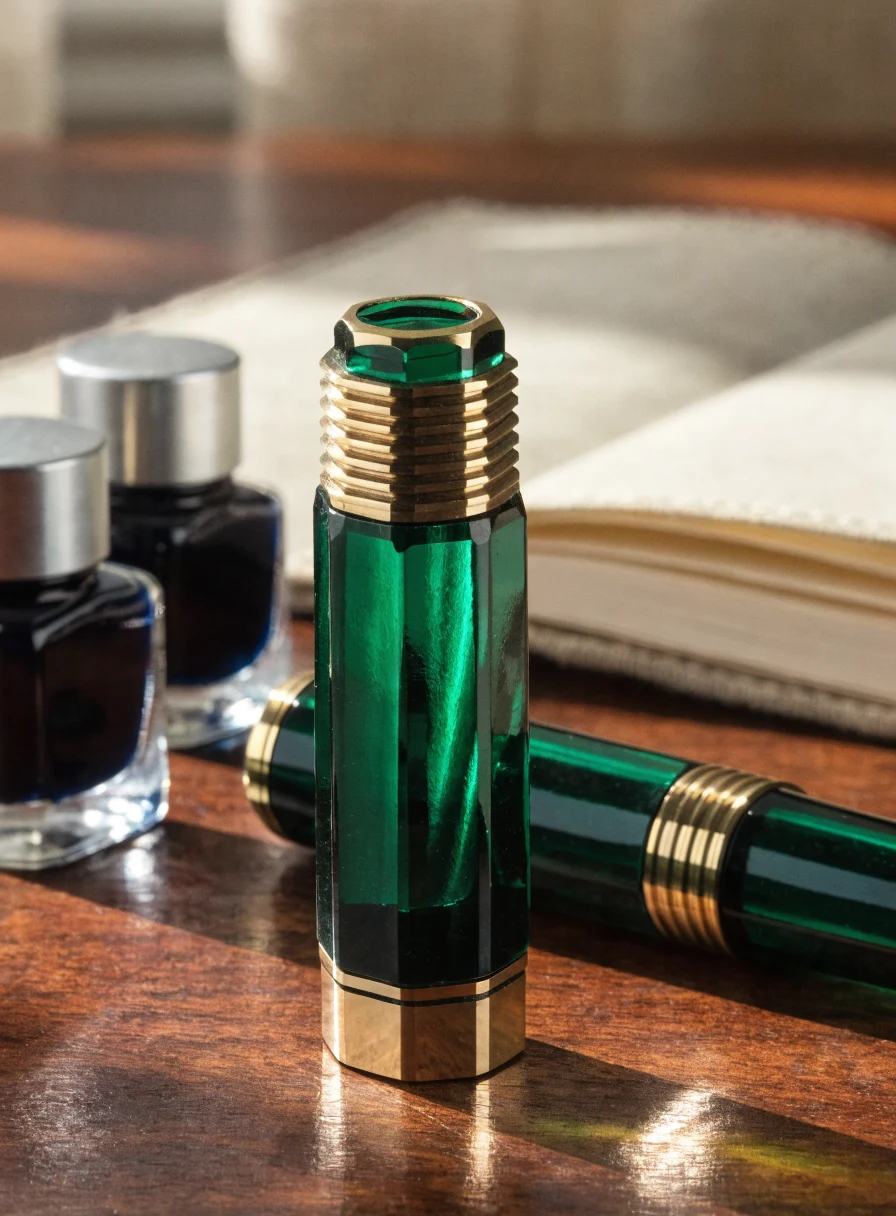 Gros plan facettes octogonales et capuchon vissé